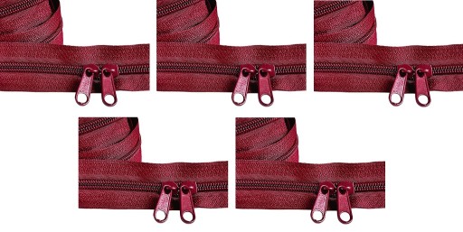Špirálový zips 5 mm bordový zips 5 metrov + 10 zipsov
