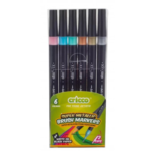 Cricco 6x kovové obojstranné perá so štetcom