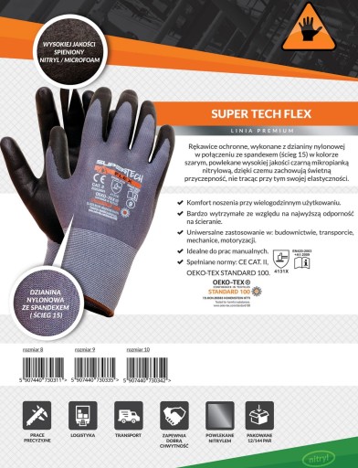 Dobré pracovné rukavice Worklink SUPER TECH Flex veľkosť 10 - XL 1 pár