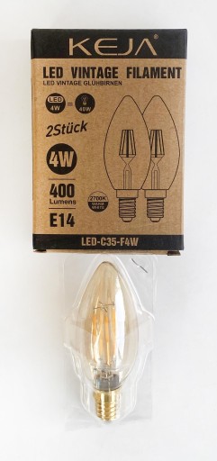 E14 LED ŽIAROVKA 4W 400lm VINTAGE 2 kusy