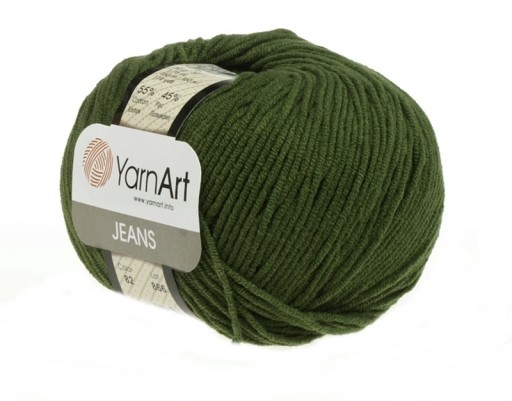 YARNART JEANS 82 armádna zelená priadza