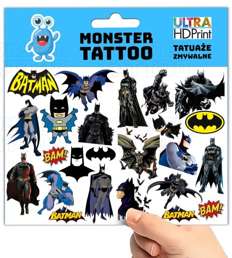 UMÝVAJÚCE DOČASNÉ TETOVANIE PRE DETI DETSKÝ BATMAN ORIGINÁLNE DIZAJNY