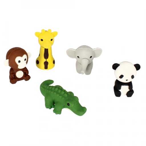 GUMA 3D FÓRKY KROKODÝL SLON ŽIRAFA MONKEY PANDA 5 KS