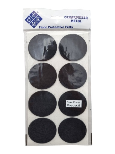 Plstené podložky na okrúhle stoličky, čierne, okrúhle, 5,5 cm - 8 ks.