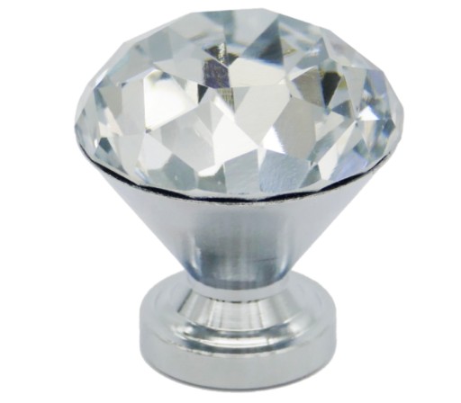 Krištáľový nábytkový gombík krištáľový chróm FI 31 mm H-32 mm - GKS004 AMIX