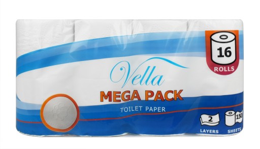 VELLA toaletný papier 16ks, celulóza 17m, 2 vrstvy