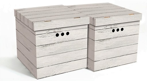 Úložný box na šatník, kartón, 2 ks, doska šedá