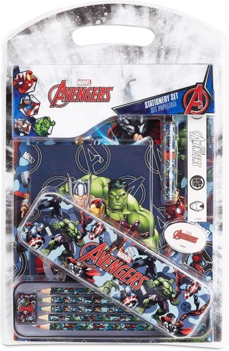 Školské potreby Marvel Avengers, súprava farbičiek, pero a zošit