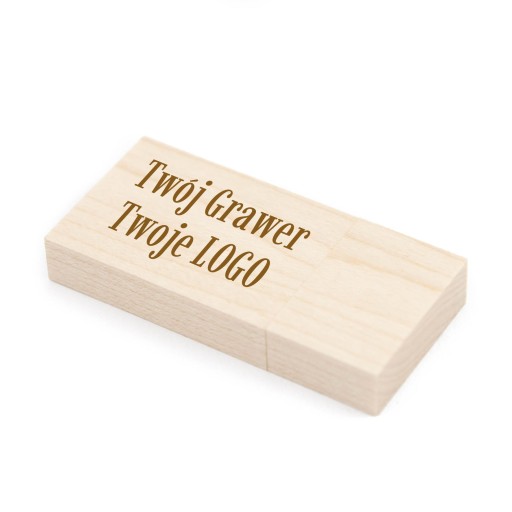 Široký drevený prívesok Svetlé drevo - javor 1 GB USB 2.0 + GRAVÍROVANIE LOGA