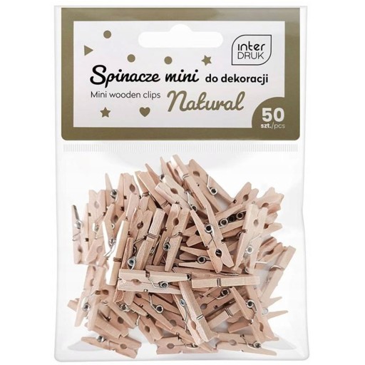MINI KLIPY NA DEKORACIU, PRÍRODNÉ DREVENÉ, 50 ks.