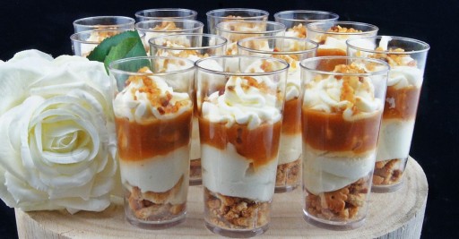 Finger food dózy na dezerty okrúhly pohár PS sklo 90 ml 20 ks.