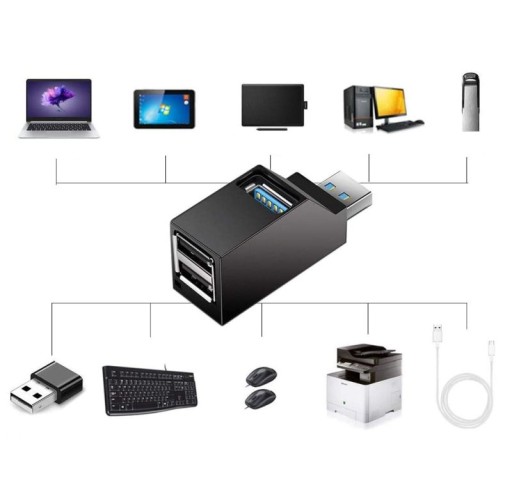 HUB rozbočovač USB 3.0 na 1x USB 3.0 + 2x USB 2.0