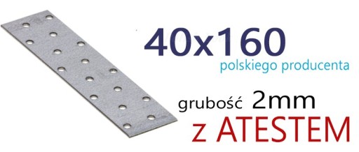 Perforovaný plech, plochý konektor ATEST 40x160