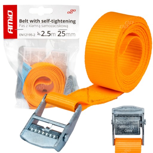 PREPRAVNÝ PÁS SO SAMONAPÍNAČOU SPONOU 2,5Mx25MM PREPRAVNÝ PÁS 250KG