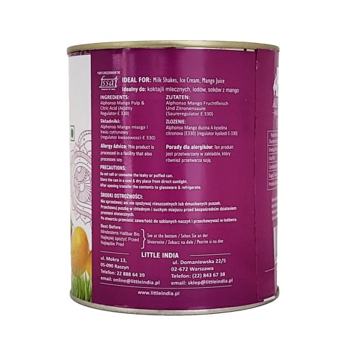 Prírodná dužina z manga Alphonso Little India 850g