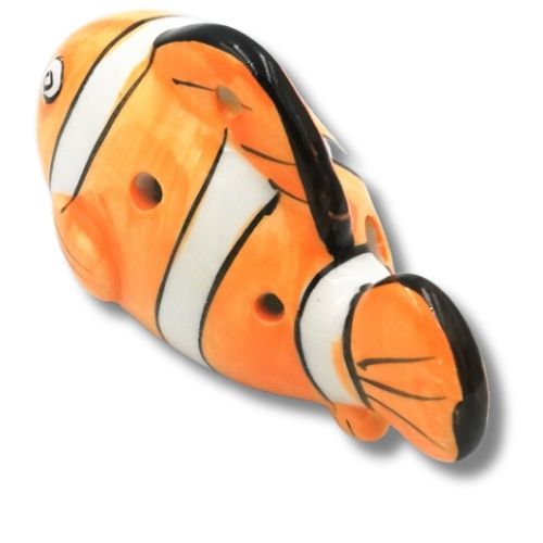 mini OCARINA keramická NEMO FISH, oranžová, 6 dier, noty