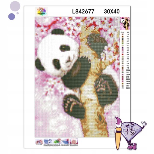 DIAMANTOVÁ VÝŠIVKA Diamantová maľba Diamantová mozaika pre deti Súprava Panda