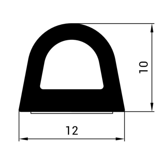 Tesnenie samolepiace na dvere a okná 12x10mm čierne D univerzálne 1m.