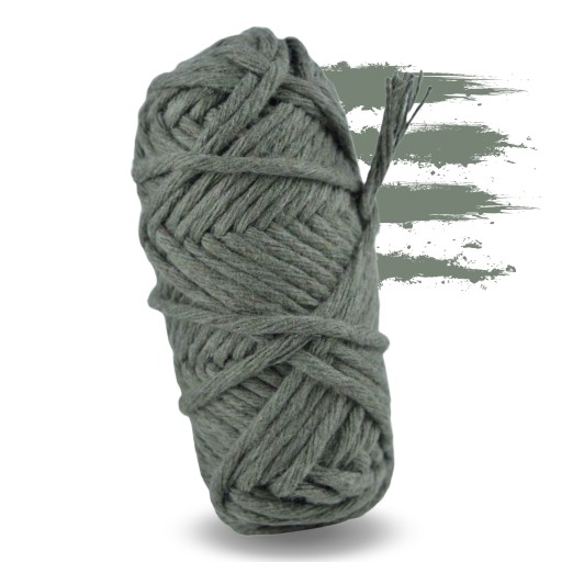 Krútená bavlnená makramé šnúra, 3mm, 20m, khaki