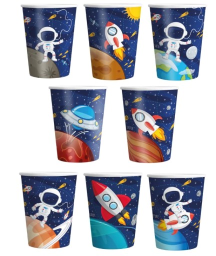 Poháre Space Rocket Planets 8 kusov Narodeniny