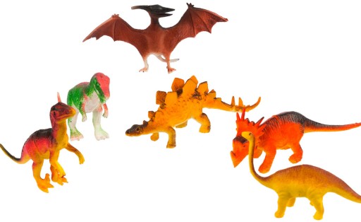 SADA DINOSAUROV 6 FIŠTÍK, RÔZNE GUMOVÉ VZORY