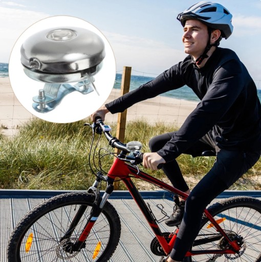 HLASITÝ TRADIČNÝ STRIEBORNÝ KOVOVÝ ZVON NA BICYKEL