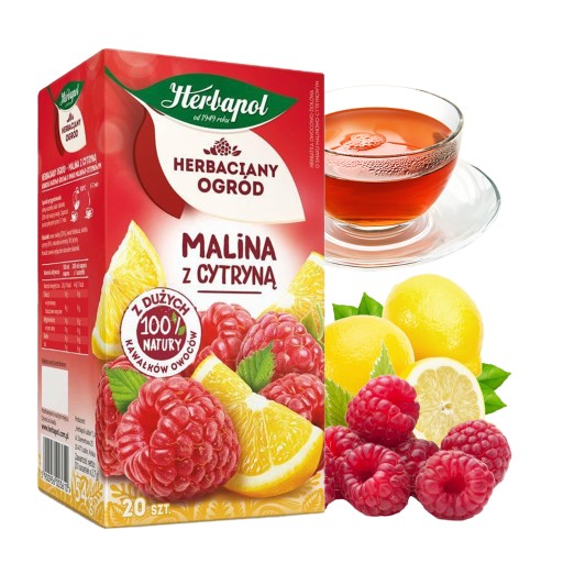 HERBAPOL čaj záhradný MALINA S CITRÓNOM ovocný čaj 20 Vrecúšok
