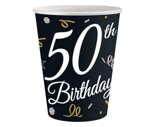 50. NARODENINOVÝ PAPIEROVÝ POHÁR 240ML, 6 KS