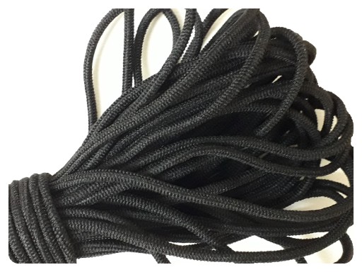 Okrúhla zapletaná guma, 3 mm, mäkká elastická, zapletená gumená šnúrka, 5 m, čierna