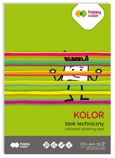 Farebný technický blok A4 170g 10 listov Happy Color