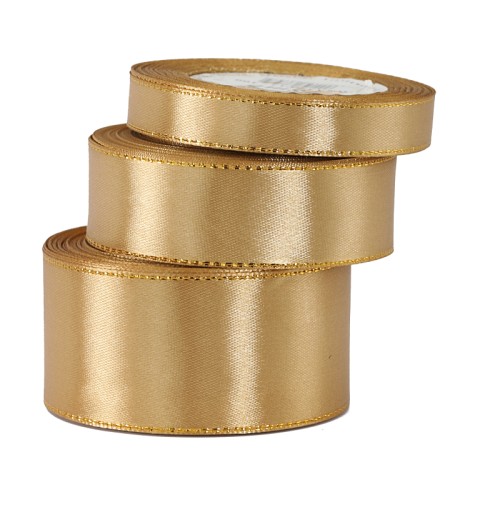 Saténová saténová stuha GOLD STRIPES, 12mm/18mb, 12 farieb na výber