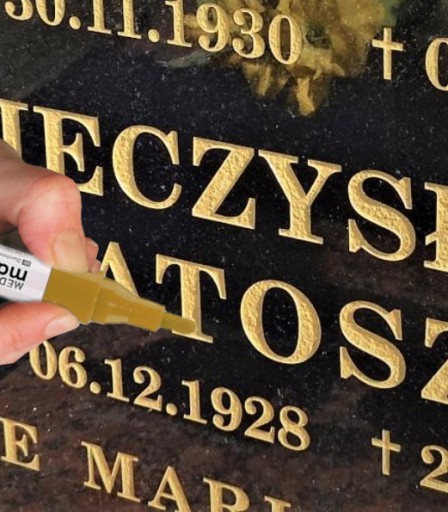 OLEJOVÝ ZNAČOVAČ NA RENOVÁCIU PÍSMEN NA NÁHROBKU RUŽOVÁ ZLATÁ OLEJOVÁ FARBA