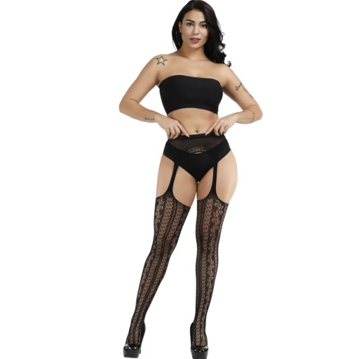 FISHNET pančuchové nohavice ČIERNE čipkované PANČUCHY