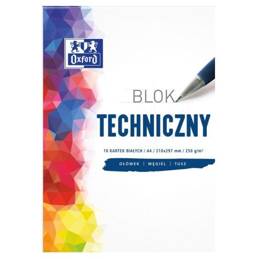 Oxford technický blok A4 250g biely 400093199