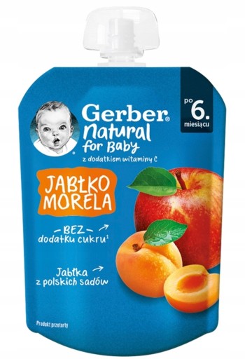 GERBER prírodný dezert jablko marhuľová pena 6m+ 80g