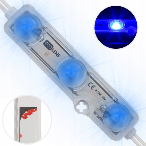 Modul 3xLED SMD 0,72W modrý 12V ECO LENS IP 68