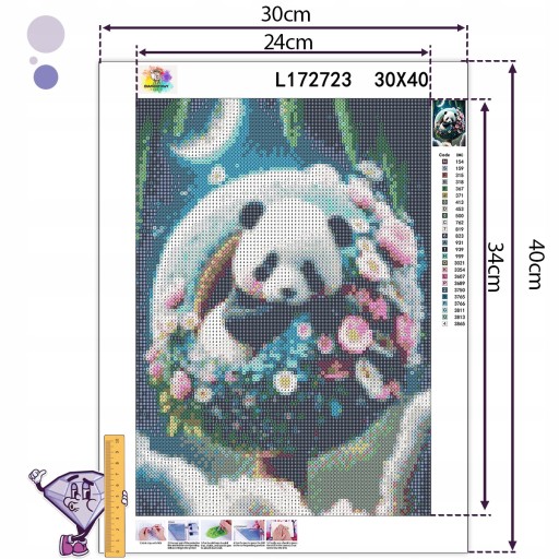 DIAMANTOVÁ VÝŠIVKA Diamantová maľba Diamantová mozaika pre deti Súprava Panda
