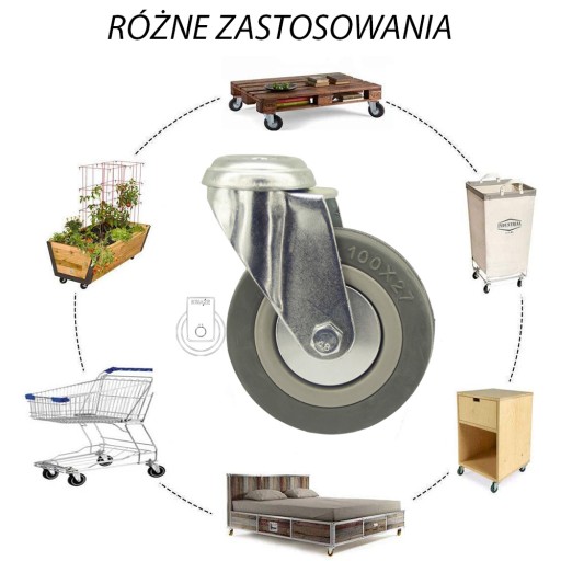 Circle fi 100, vozík, polica, skrinka, stolík 4PPGUM100