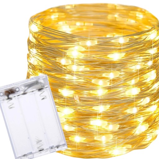 LED LAMPY DRÔTOVÉ NA DEKORACIU BATÉRIOVÉ GARLANDY TEPLEJ FARBY 50 LED