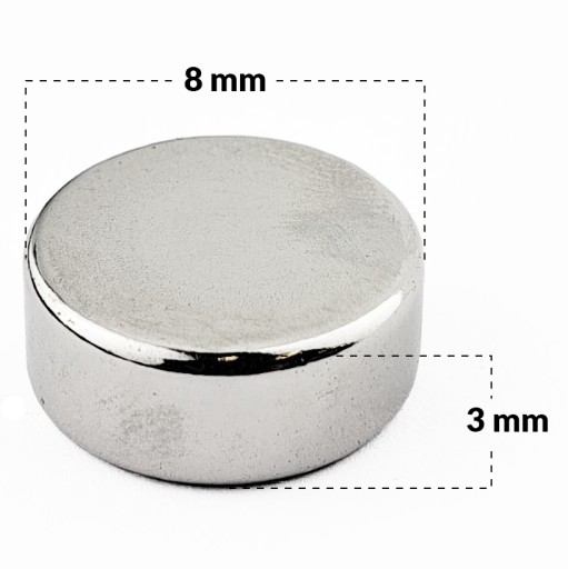 VALEC NEODYMIOVÝ MAGNET 8x3 N38 - 10 KS