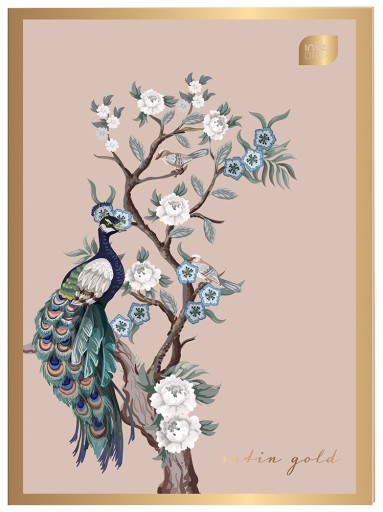 Zápisník A4/60 Mriežka 70g Birds Satin Gold Interprint
