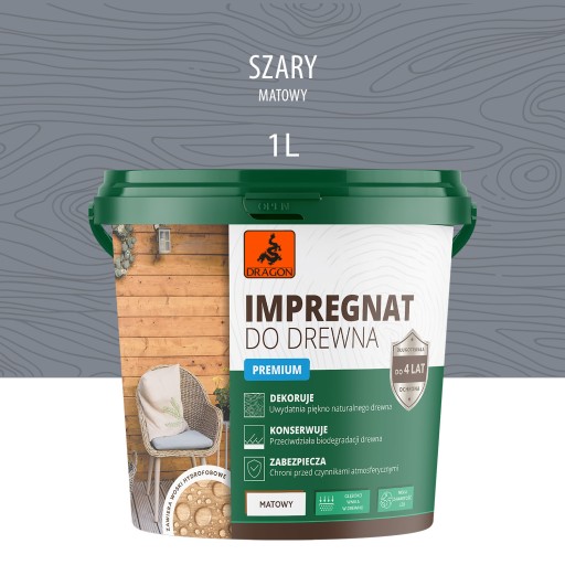 Impregnácia dreva PREMIUM DRAGON 1L ŠEDÁ