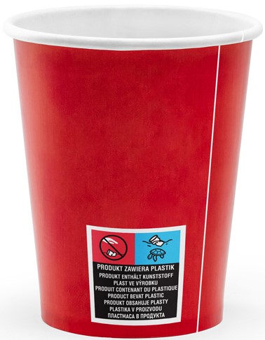 Červené PIRÁTSKE HRNČEKY, pirátska lebka, 220 ml x 6 k narodeninám