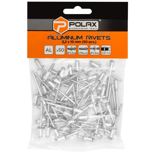 POLAX HLINÍKOVÉ SLEPÉ NITY 3,2x10MM 50KS/BAL.