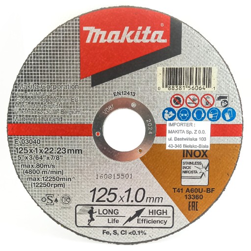 Makita INOX oceľový rezací kotúč 125x1mm