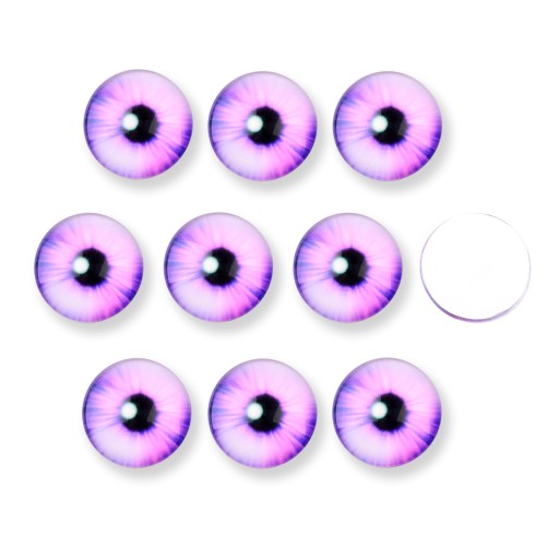 Sklenené kabošony, očko, okrúhle, pre domácich majstrov, fialové, 10x3,5 mm, 10ks