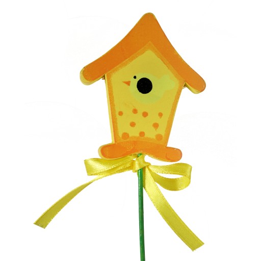 DREVENÉ KRMÍTKO, žlté, ozdobný ornament