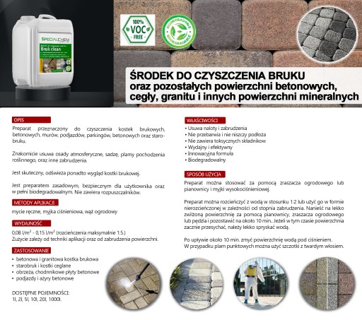 Špecializovaný prípravok na čistenie dlažobných kociek, 1L