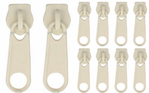 Jazdce zipsov pre pásku zipsov, KRÉMOVÁ 5mm - 10ks