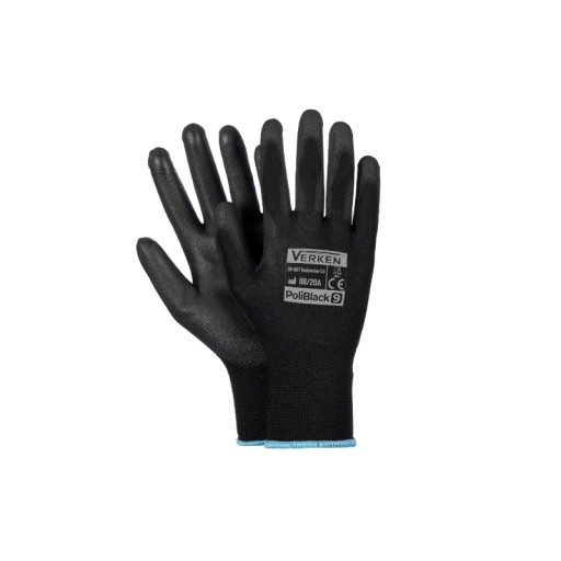 Pracovné rukavice PoliBlack 9/L, balenie 12 párov